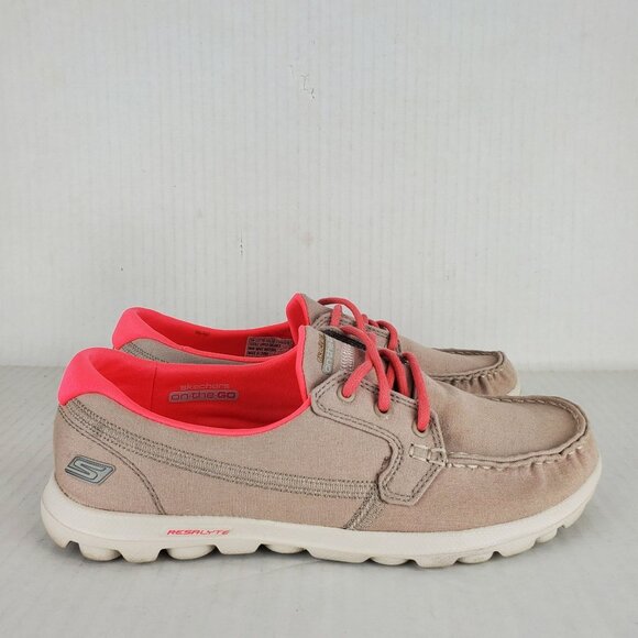 Skechers On The Go Goga Mat 13779 Women's Beige Pink Fabric Resalyte Loafers 7 - Picture 7 of 9